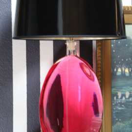 Französischer Flakon pink rosa Glas alt antik french flacon factice glass pink old anique Lampe Unikat Nachhaltigkeit, unique lamp light lighting Beleuchtung